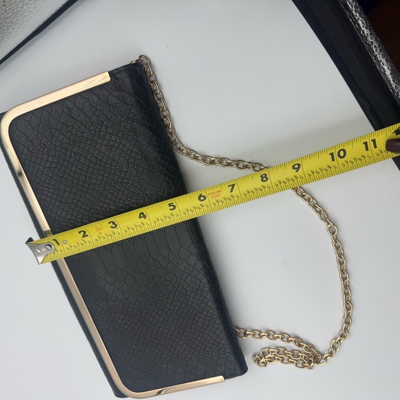 Aldo Black Textured Clutch with Gold Accent - Picture 6 of 6